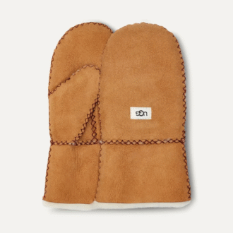 Fårskinnsvante med stygn